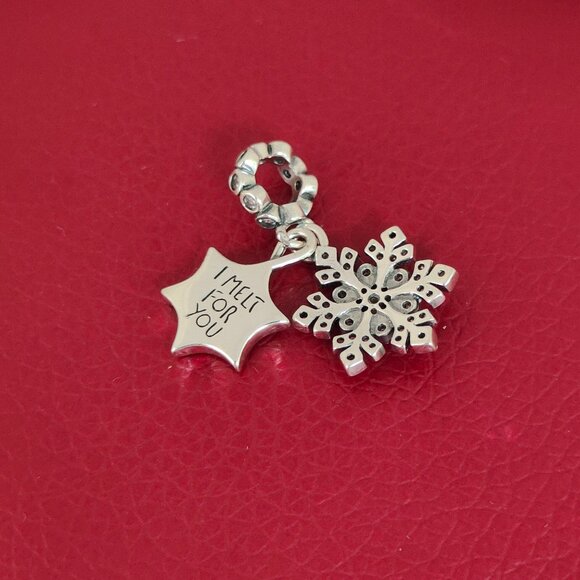 Opalescent Snowflake Double Dangle Charm Sterling Silver - Picture 3 of 6